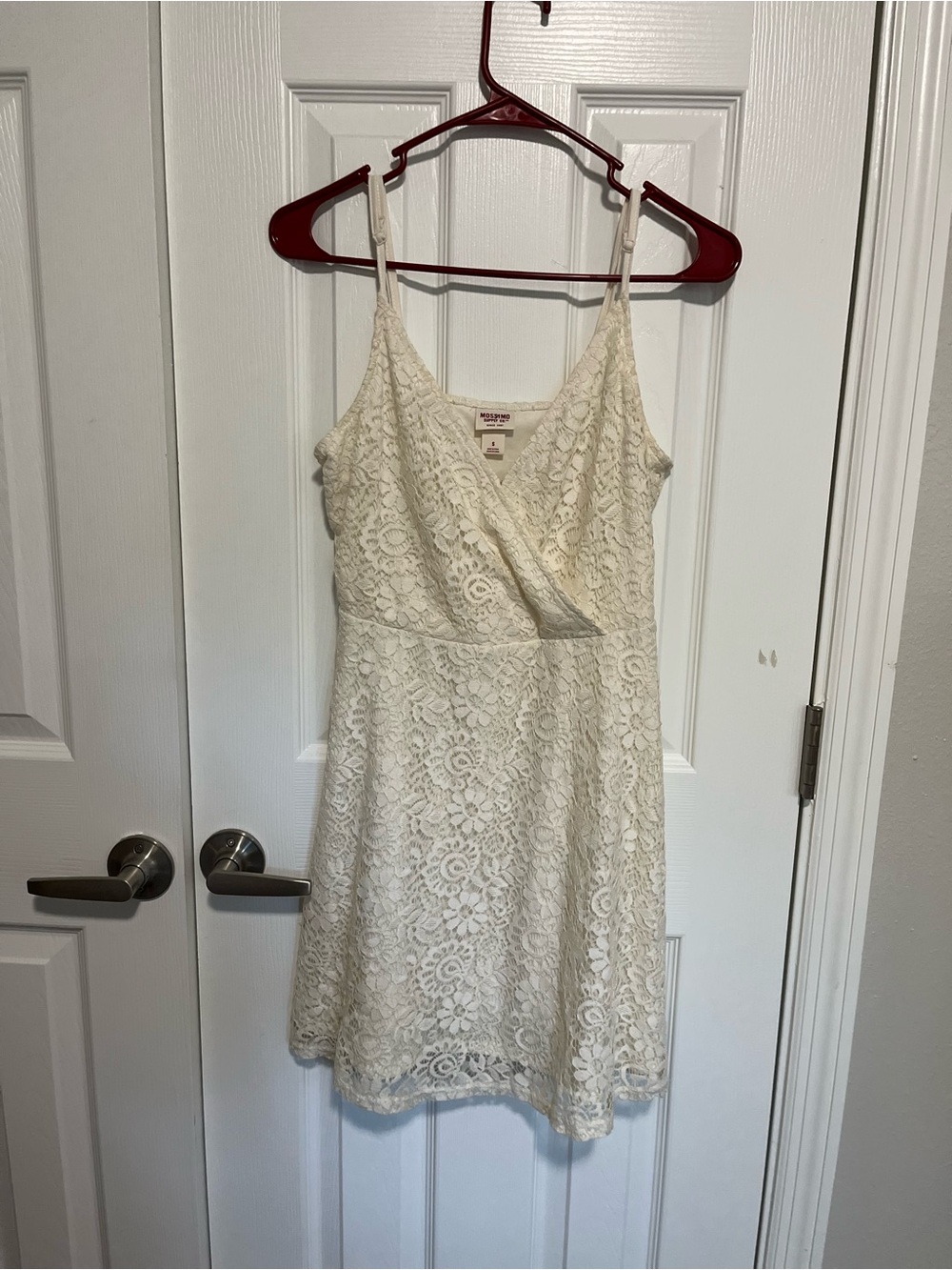 Mossimo Supply Co. Cream Lace Mini Dress with V-Neck